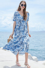 Load image into Gallery viewer, *Sample* Belted Surplice Short Sleeve Midi Dress
