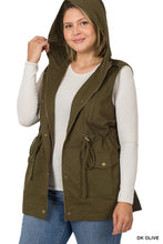 Load image into Gallery viewer, PLUS Drawstring Waist Military Hoodie Vest
