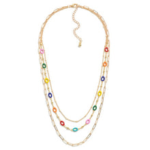 Load image into Gallery viewer, Dainty Chain Link Necklace Set With Enamel Detailing
