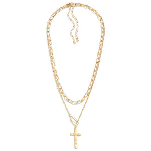 Chain Link Cross Pendant Necklace Set