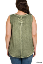 Load image into Gallery viewer, Washed Sleeveless V-Neck Hi-Low Top PLUS
