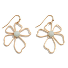 Load image into Gallery viewer, Semi-Precious Natural Stone Metal Flower Drop Earrings
