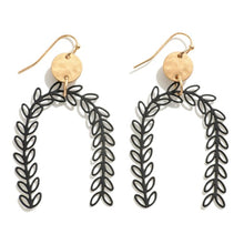 Load image into Gallery viewer, Leaf Arch Drop Earrings With Gold Tone Post
