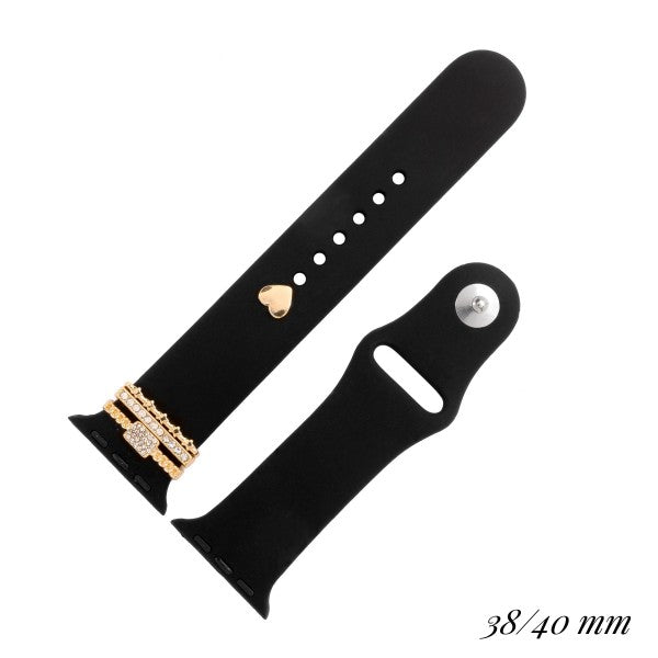 Silicone Smart Watch Band with Heart Charm
