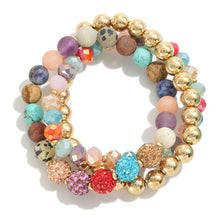 Load image into Gallery viewer, Rhinestone and Stone Stretch Bracelets Set
