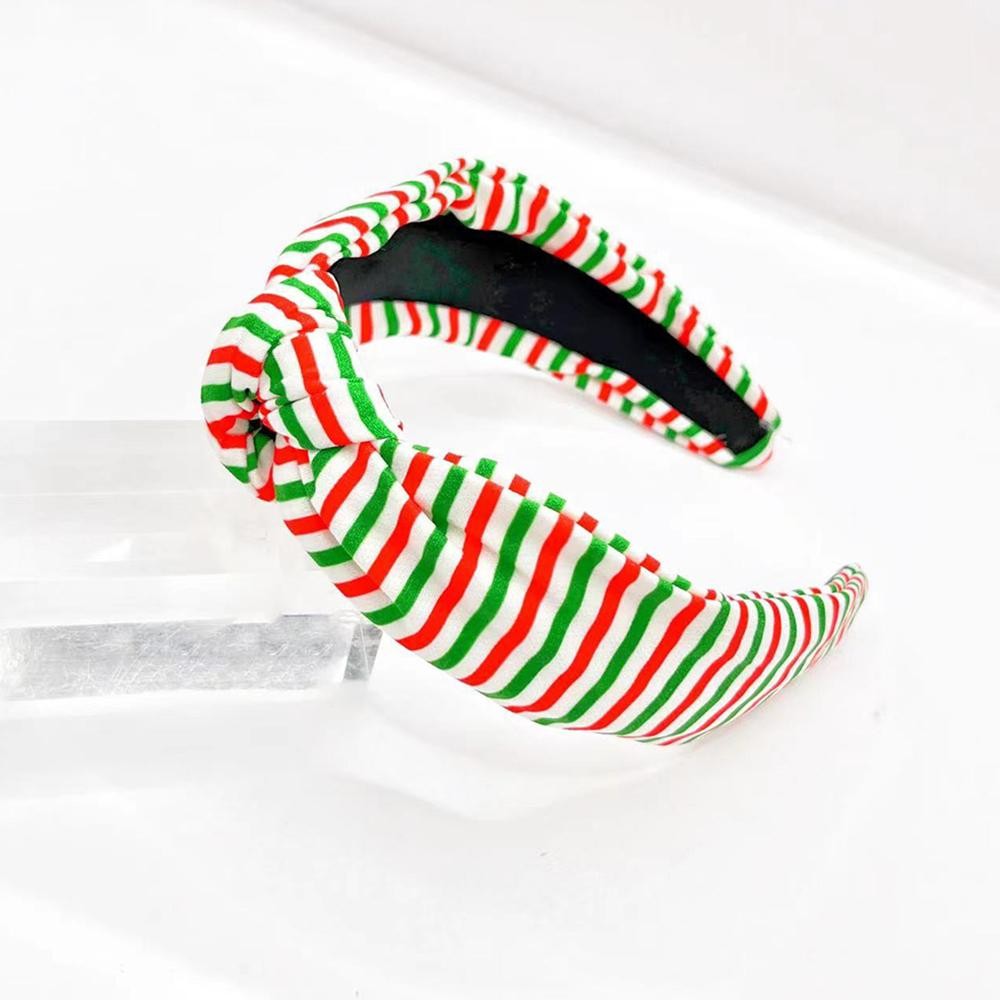 Top Knot Striped Christmas Headband