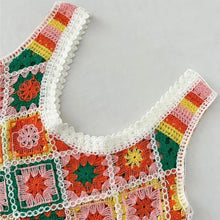 Load image into Gallery viewer, Granny Square Tank Top with Multi Colored Fringe
