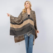 Load image into Gallery viewer, Soft Knit Leopard Print Kimono With Tassel Fringe
