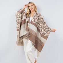 Load image into Gallery viewer, Soft Knit Leopard Print Kimono With Tassel Fringe
