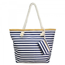 Load image into Gallery viewer, Striped Tote Bag Featuring Matching Coin/Card Pouch
