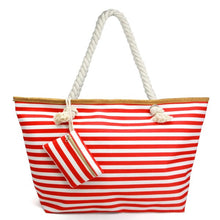 Load image into Gallery viewer, Striped Tote Bag Featuring Matching Coin/Card Pouch
