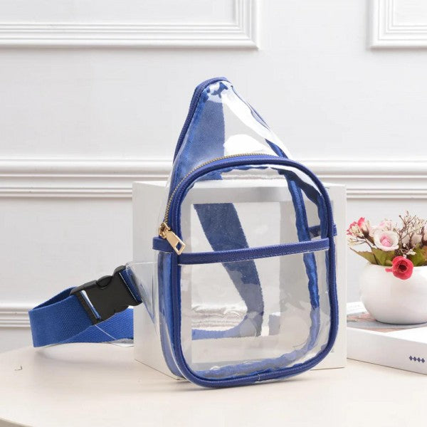 Clear Body Leather Trimmed Crossbody Sling Bag