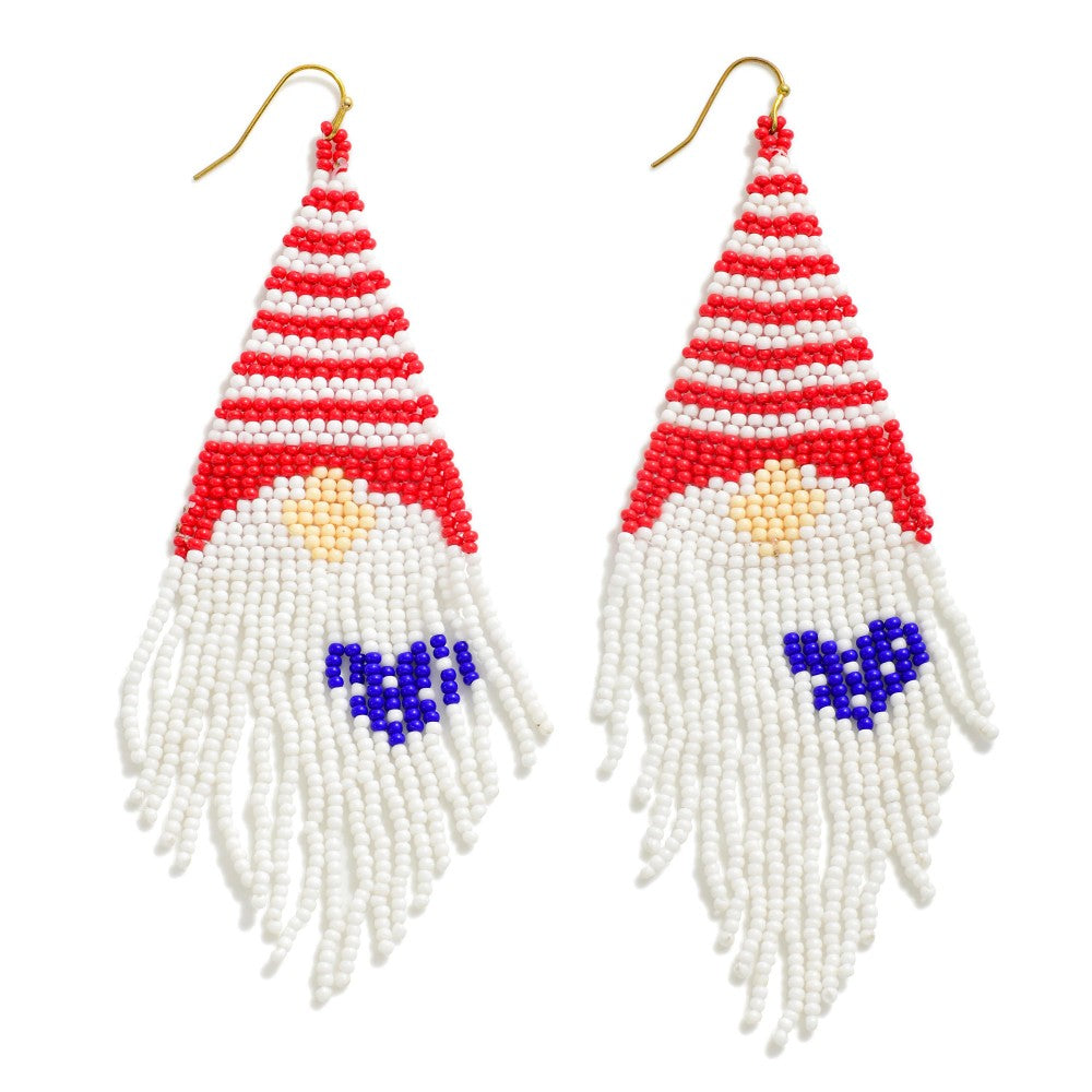 Gnome seed bead tassel earrings