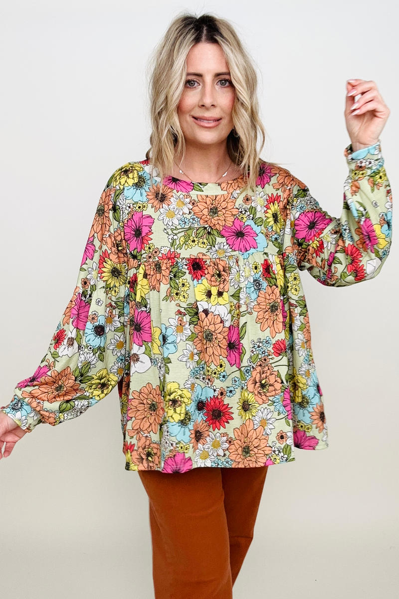 *Sample* Floral Printed Jersey Knit Tiered Top
