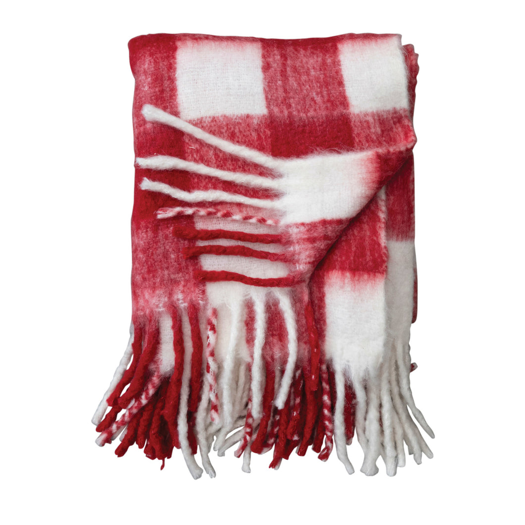 Cozy Red & White Large Check Plaid