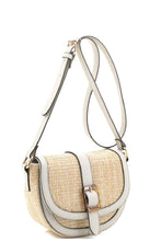 Load image into Gallery viewer, Straw Saddle Buckle Crossbody Bag
