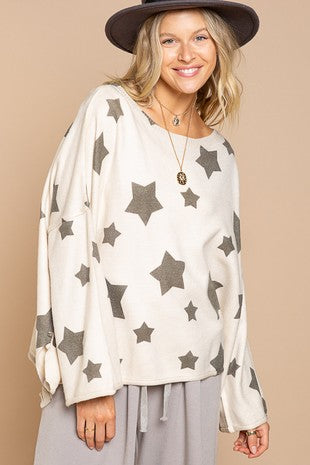 All Over Cropped Star Sweater
