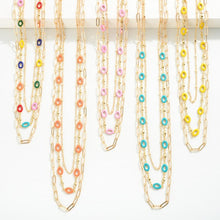Load image into Gallery viewer, Dainty Chain Link Necklace Set With Enamel Detailing
