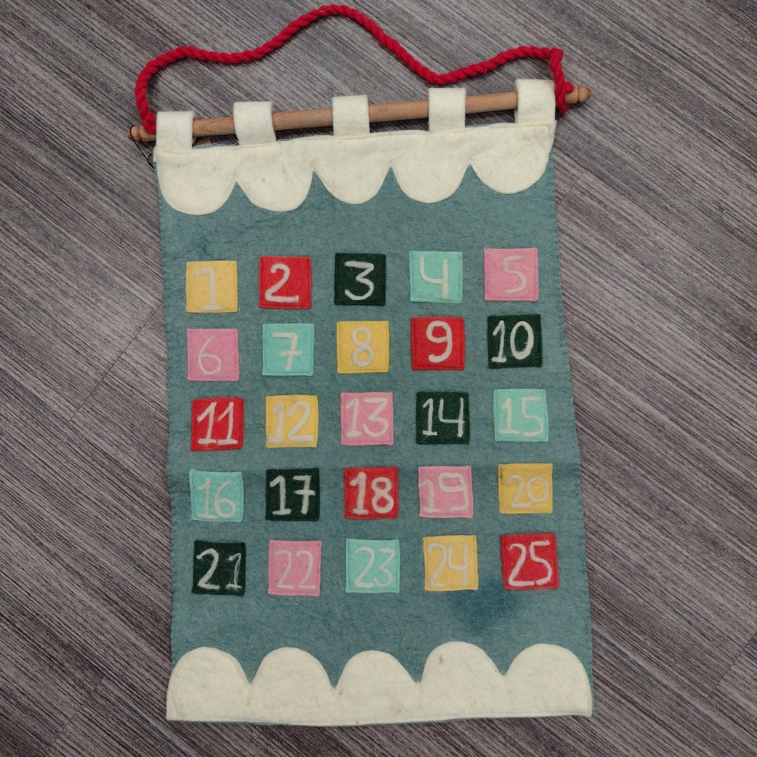 Colorful Wool Felt Hanging Advent Calendar