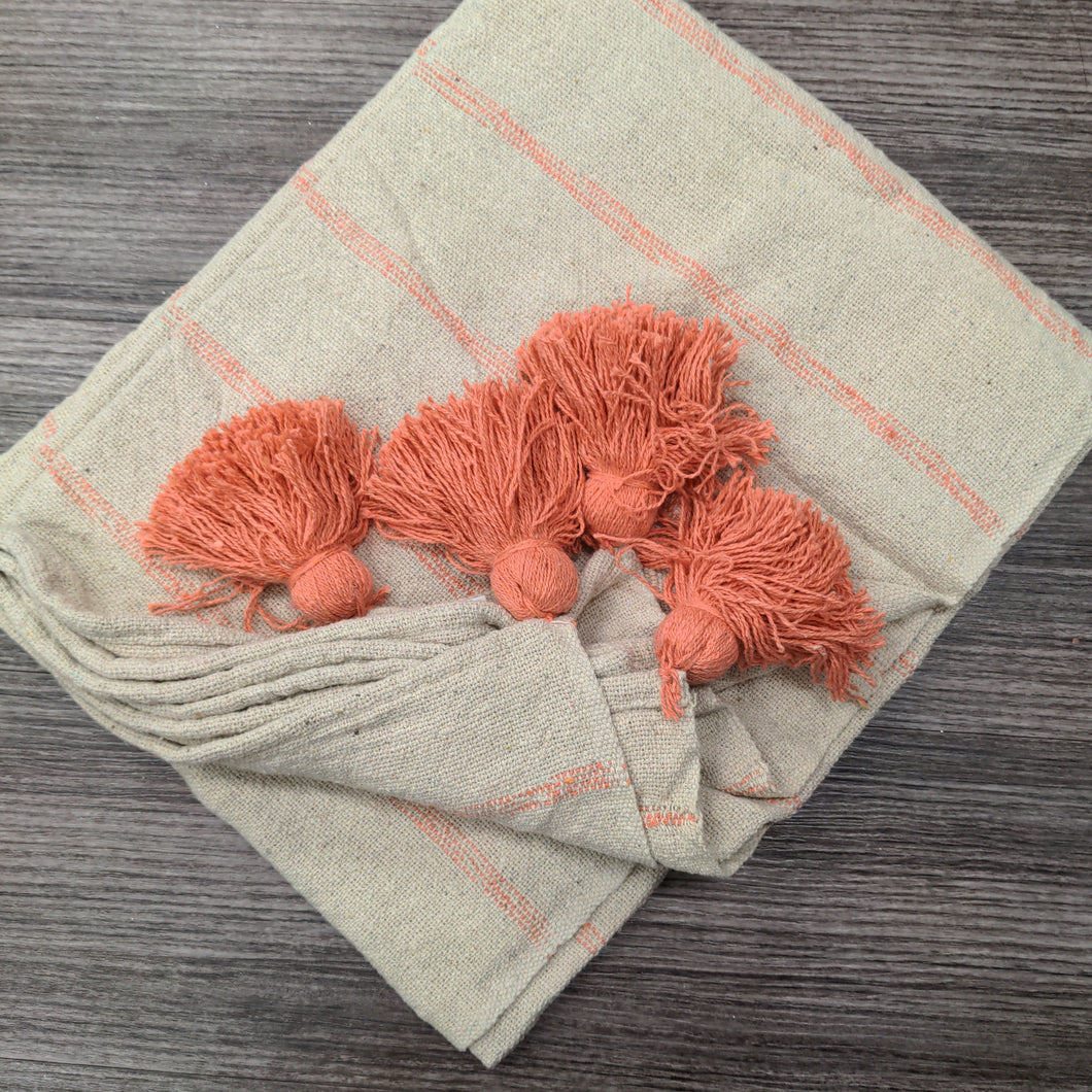 Recycle Cotton Coral Stripe Throw