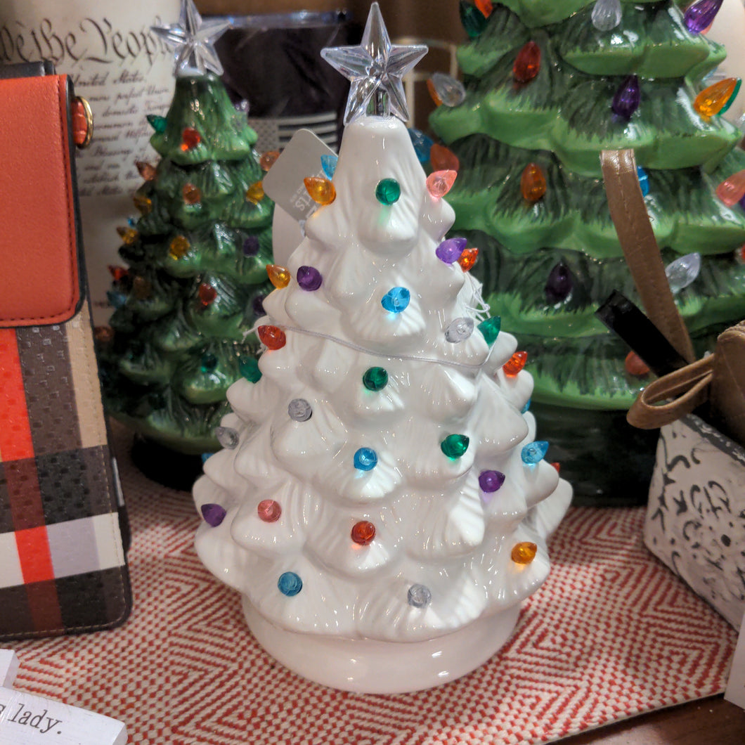 White Vintage Lighted Christmas Tree
