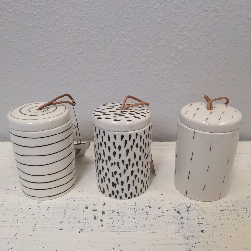 Petite Stoneware Canister With Leather Pull