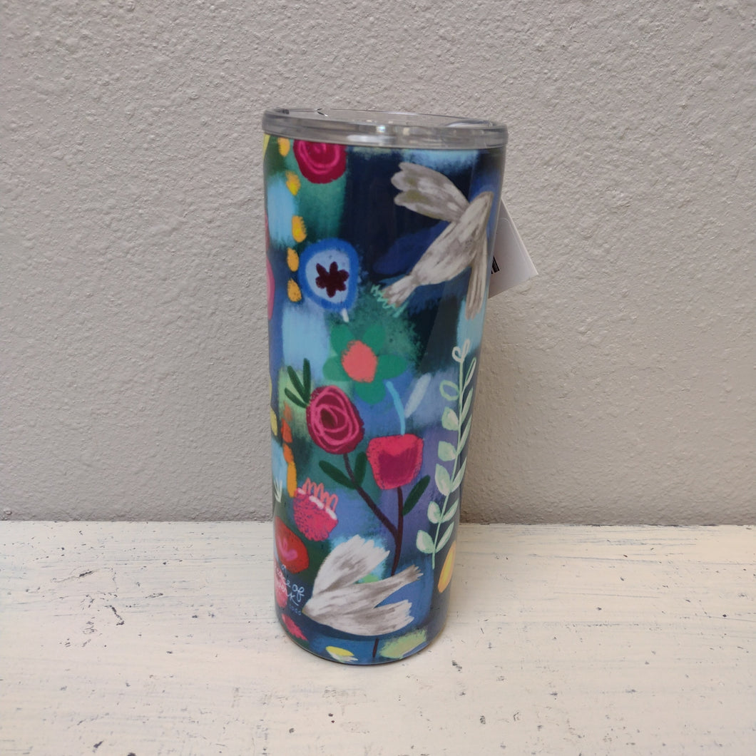 Blue Floral Stainless Steel Tumbler