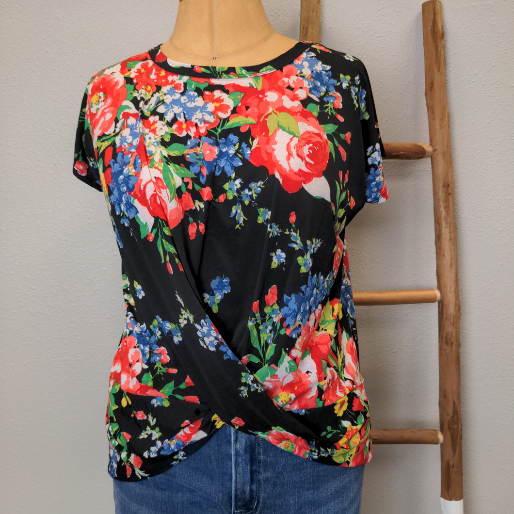 Twist Front Bold Floral Top