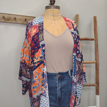 Load image into Gallery viewer, Patchwork Floral Bell Sleeve Kimono
