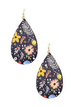 Load image into Gallery viewer, Floral Leather Tear Drop Earring
