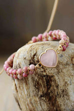 Load image into Gallery viewer, Rose Quartz Heart Beaded Bracelet
