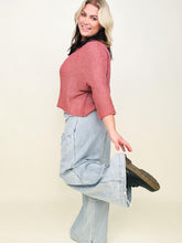 Load image into Gallery viewer, BiBi Washed Denim Wide Leg Pants With Tie Hem Detail
