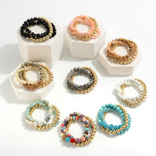 Load image into Gallery viewer, Rhinestone and Stone Stretch Bracelets Set
