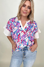 Load image into Gallery viewer, BiBi Floral Brushed Ruffle Sleeve Top
