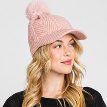 Load image into Gallery viewer, Knit Brimmed Beanie With Pom
