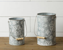 Load image into Gallery viewer, Embossed Metal Snowflake Pails
