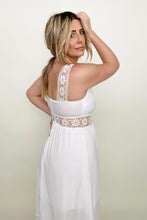 Load image into Gallery viewer, White Floral Openwork Strap Maxi Dress
