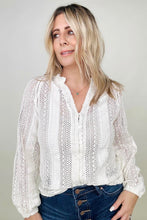 Load image into Gallery viewer, Deep V Long Sleeve Button Up Lace Top
