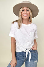 Load image into Gallery viewer, Gigio Cropped T-Shirt with Sequin Pocket and Tie Front
