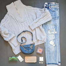 Load image into Gallery viewer, Chunky Cable Knit High Neck Zip Up Sweater
