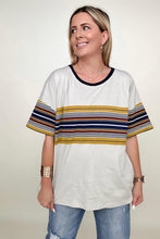 Load image into Gallery viewer, Cotton Bleu 90&#39;s Cotton Stripe Contrast Tee
