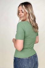 Load image into Gallery viewer, Fawnfit Basic Ribbed Fitted Tee with Built In Bra
