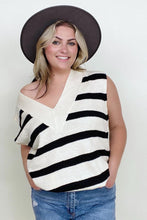 Load image into Gallery viewer, BiBi V-Neck Oversized Stripe Knit Vest
