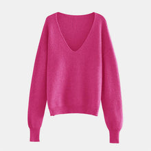 Load image into Gallery viewer, V-Neck Dropped Shoulder Long Sleeve Sweater
