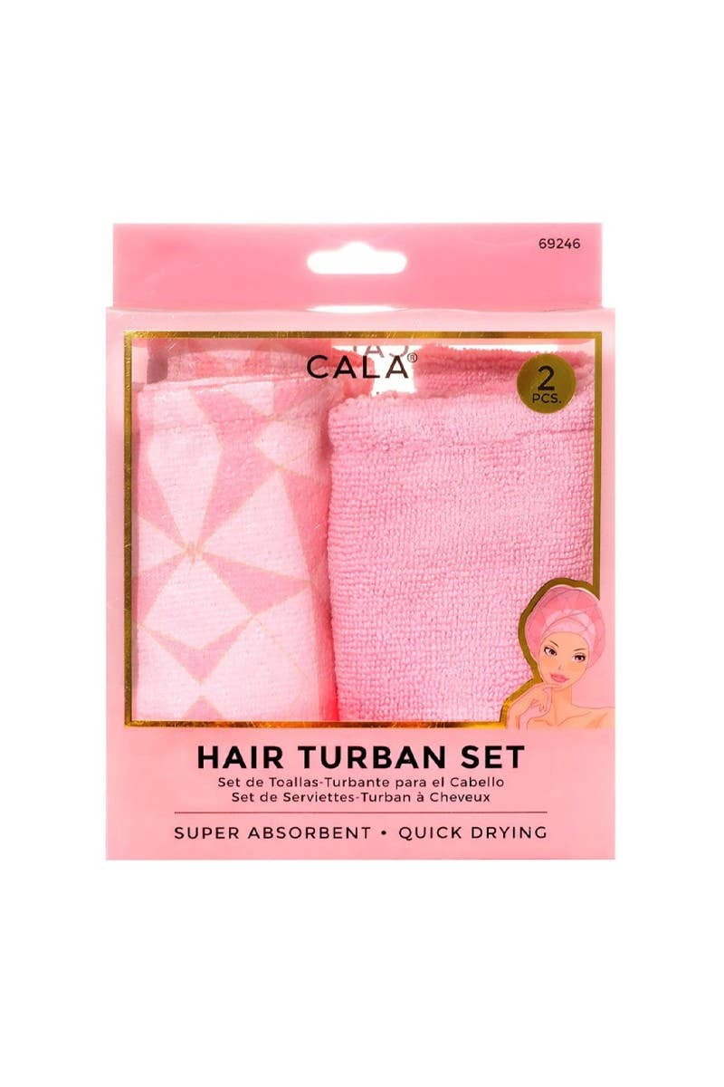 2pc Pink Shower Hair Turban Set
