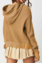 Load image into Gallery viewer, Waffle-Knit Long Sleeve Hooded Jacket
