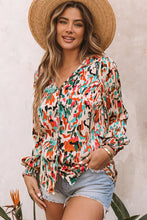 Load image into Gallery viewer, Double Take Multicolored V-Neck Lantern Sleeve Shirt
