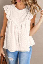 Load image into Gallery viewer, Solid Eyelet Ruffled Flowy Top
