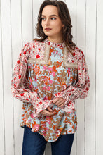 Load image into Gallery viewer, Floral Print Flounce Sleeve Mock Neck Blouse
