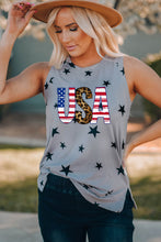 Load image into Gallery viewer, USA Star Print Tank with Slits
